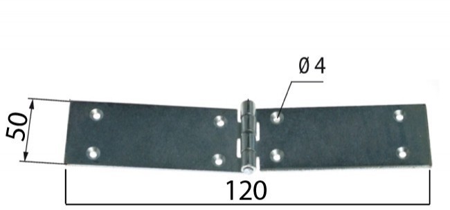 Zawiasa budowlana 120x50x2 mm ocynk biały