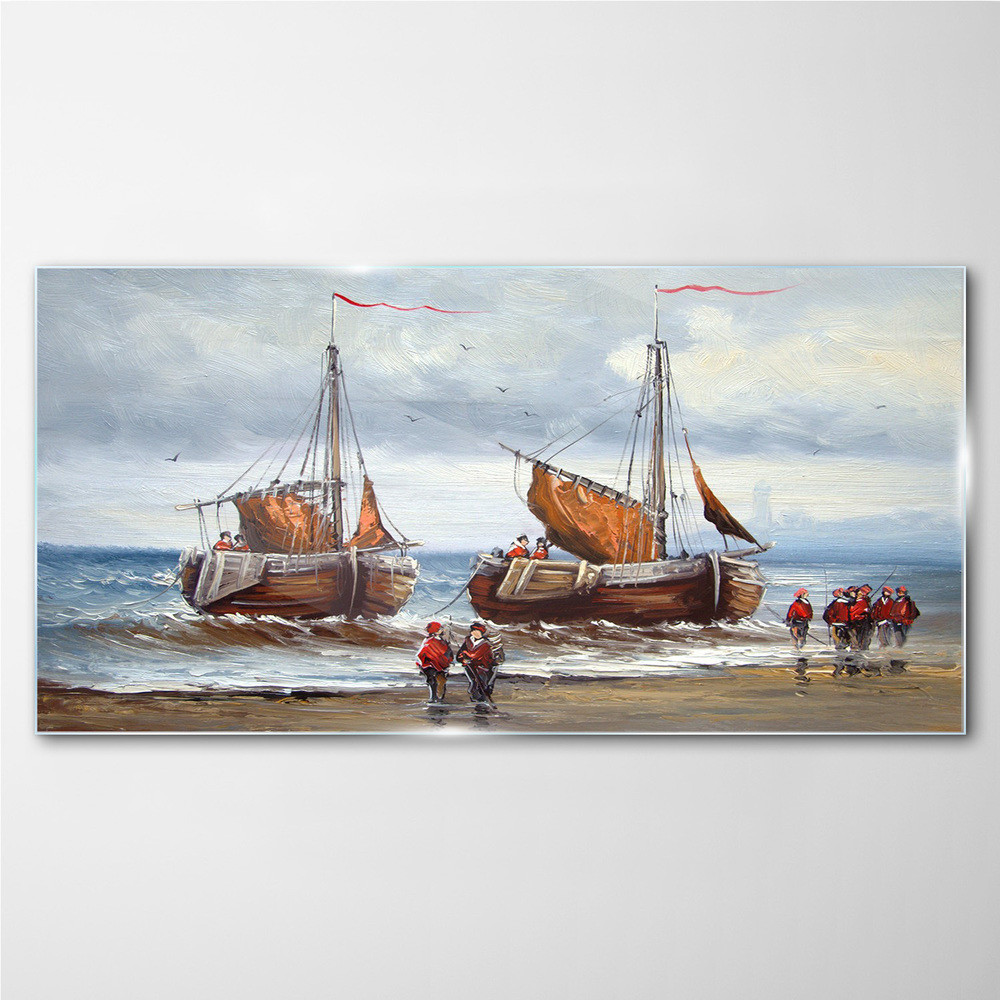 PL Coloray Obraz na Szkle morze statek chmury żołnierze 120x60cm