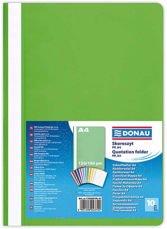 Donau Skoroszyt A4 miękki op.10 - j.zielony