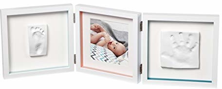 Baby Art 3601095400 My Baby Style Double Print Frame, Essentials, trzyczęściowa ramka na zdjęcia kwadratowa, z 2 x nadrukiem gipsowym do samodzielnego wykonania, wielokolorowa