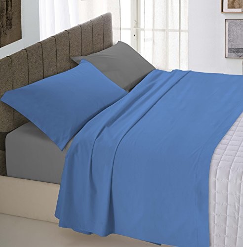 Italian Bed Linen pranie pościeli z zamkiem prześcieradło z gumką prześcieradło na łóżko, i poszewki na poduszkę Uni Double Face, 100% bawełna 8058575001047