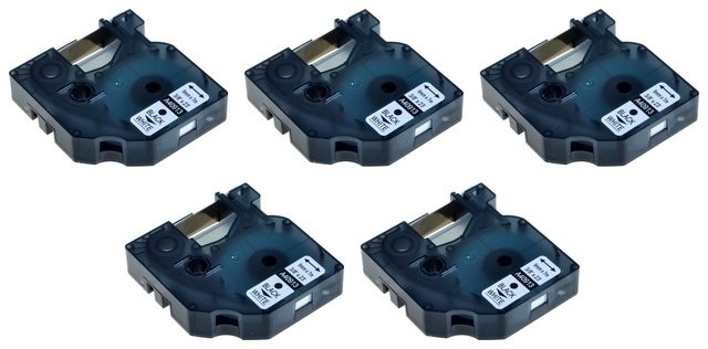 Aimotech Taśma 5-pak zamiennik do Dymo 9mm/7m biała czarny nadruk D1 5x40913 5xS0720680 5xA40913