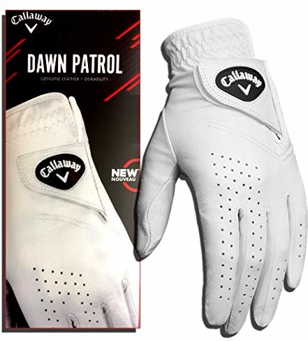 Callaway Dawn Patrol rękawiczki golfowe dla kobiet, ze 100% wysokiej jakości skóry, do noszenia na prawym ręce, rozmiar S, kolor biały