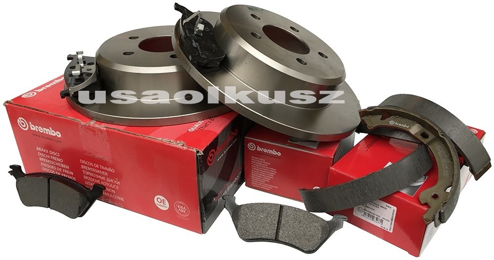BREMBO Tylne tarcze szczęki klocki hamulcowe Chrysler Voyager Town Country 2007 08.A351.10+P11014+S11505