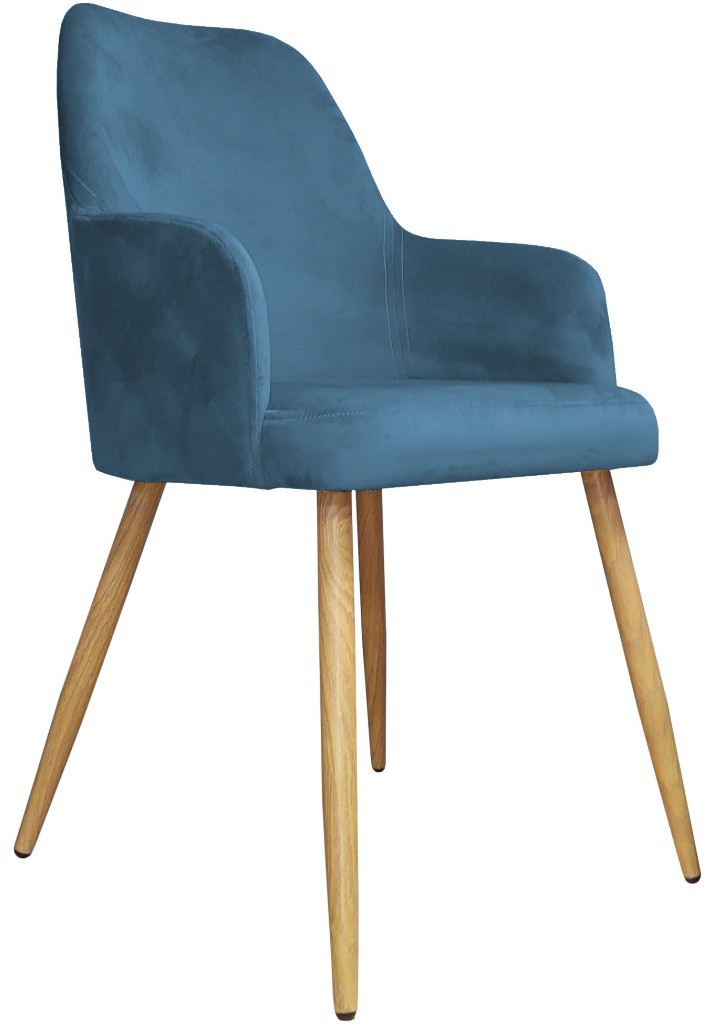 Atos Krzesło WEZERA VELVET ciemno niebieskie/dąb tapicerowane WESTA-DAB-MG33