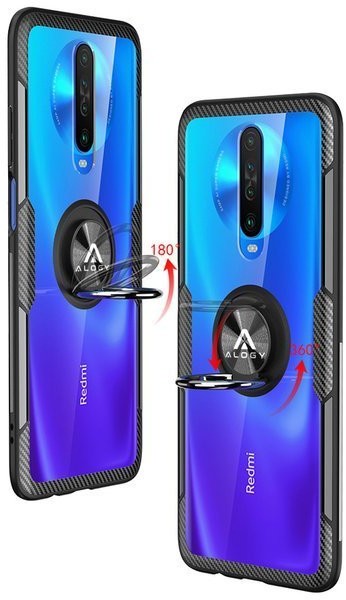 Alogy Etui Ring Holder Clear Armor do Xiaomi Mi 10T Redmi K30 Poco X2 czarne 8019X1
