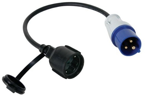 Perel eceea2-G kabel Schuko hak holowniczy do wtyczki CEE, długość 40 cm ECEEA2-G