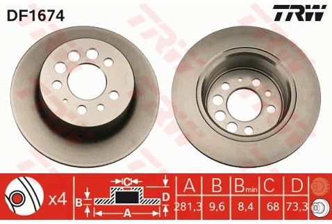 TRW Tarcza hamulcowa DF1674