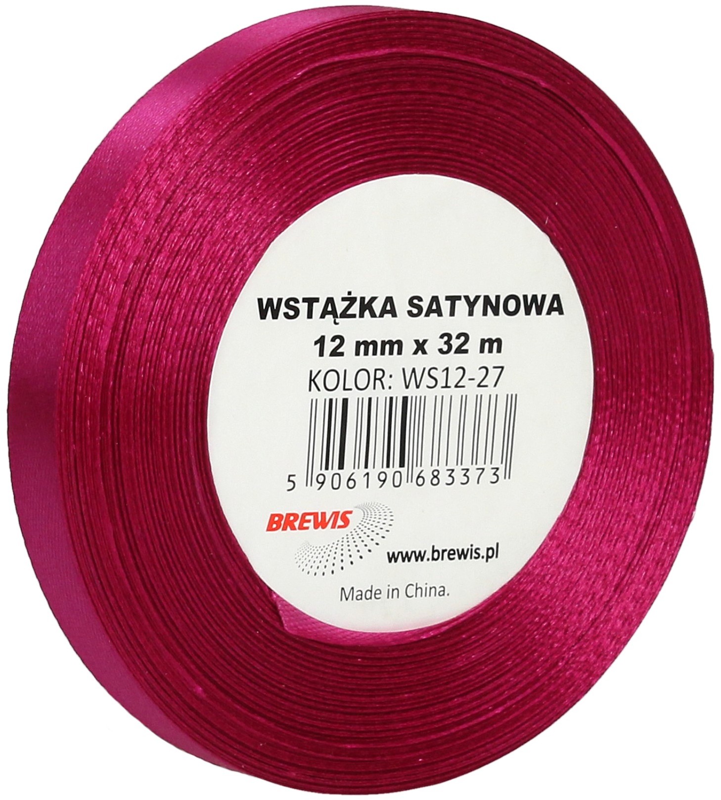 Brewis Wstążka dekoracyjna satynowa 12mm/32m różowa 27