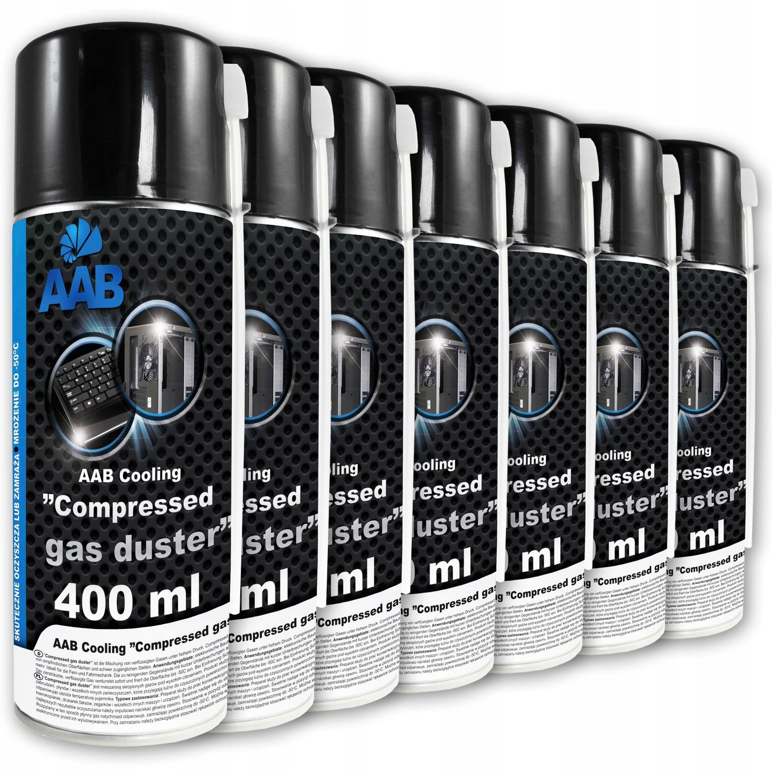 7x Aab Cooling Sprężone Powietrze 400ml + 14xRURKA