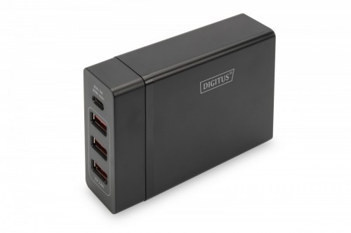 Digitus Uniwersalna 4-portowa ładowarka sieciowa 240V USB Typ C (5-20V/3A/60W) 3xUSB A (5V/2.4A) PD czarna