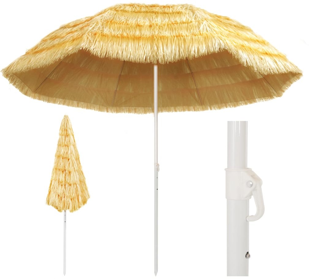 vidaXL Parasol plażowy w stylu hawajskim, naturalny, 300 cm