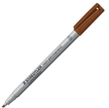 Staedtler 312 Lumocolor pisak uniwersalny B-ostre, około 1.0 lub 2.5 MM, NON-Permanent, 10 sztuk w kartonie etui, brązowy 312-7