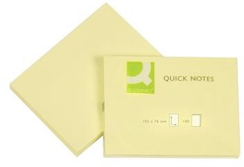 Q-CONNECT Bloczek samoprzylepny 102x76mm 1x100 kart. jasnożółty KF01410