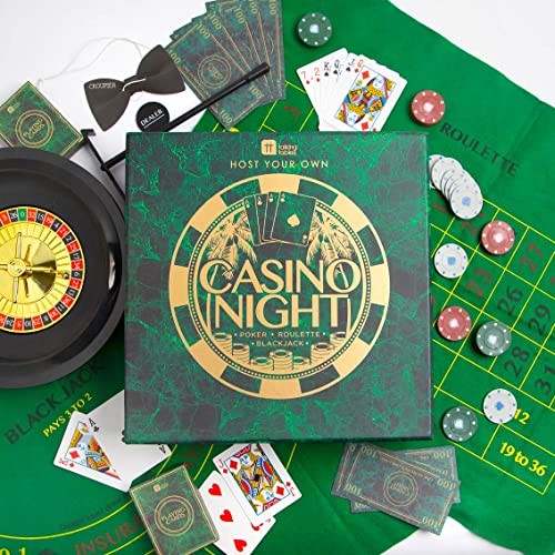 Talking Tables Talking Tables Zestaw V2 | Host Your Own Games Night | Poker, Blackjack, Roulette | Dla dorosłych, na wieczorne kolacje, imprezę, Boże Narodzenie, prezent, cardboard, wielokolorowa noc w stylu kasino