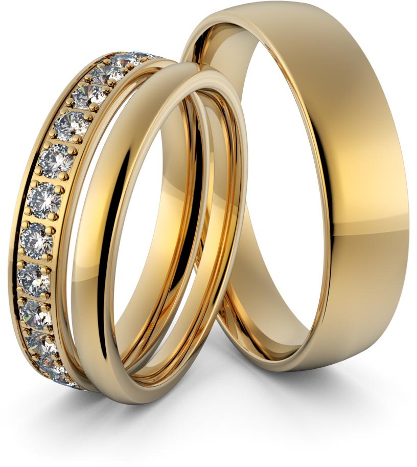 Eminence Obrączki ślubne z brylantami - zestaw obrączek - Au-950 Au-950