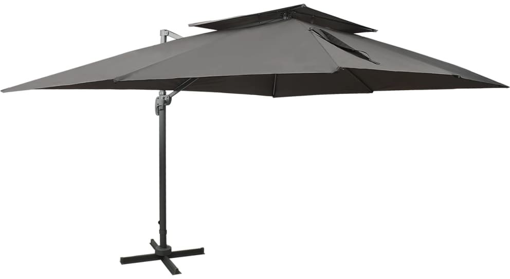 vidaXL Wiszący parasol z podwójną czaszą, antracytowy, 400 x 300 cm 312373