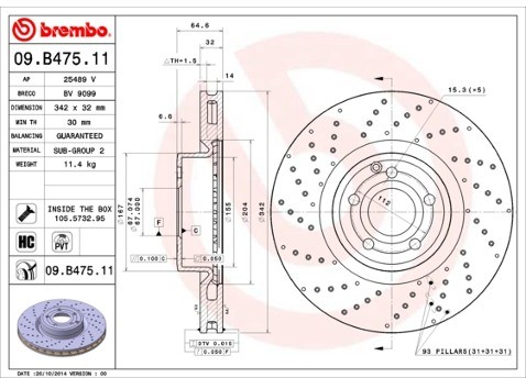 BREMBO Tarcza hamulcowa 09.B475.11