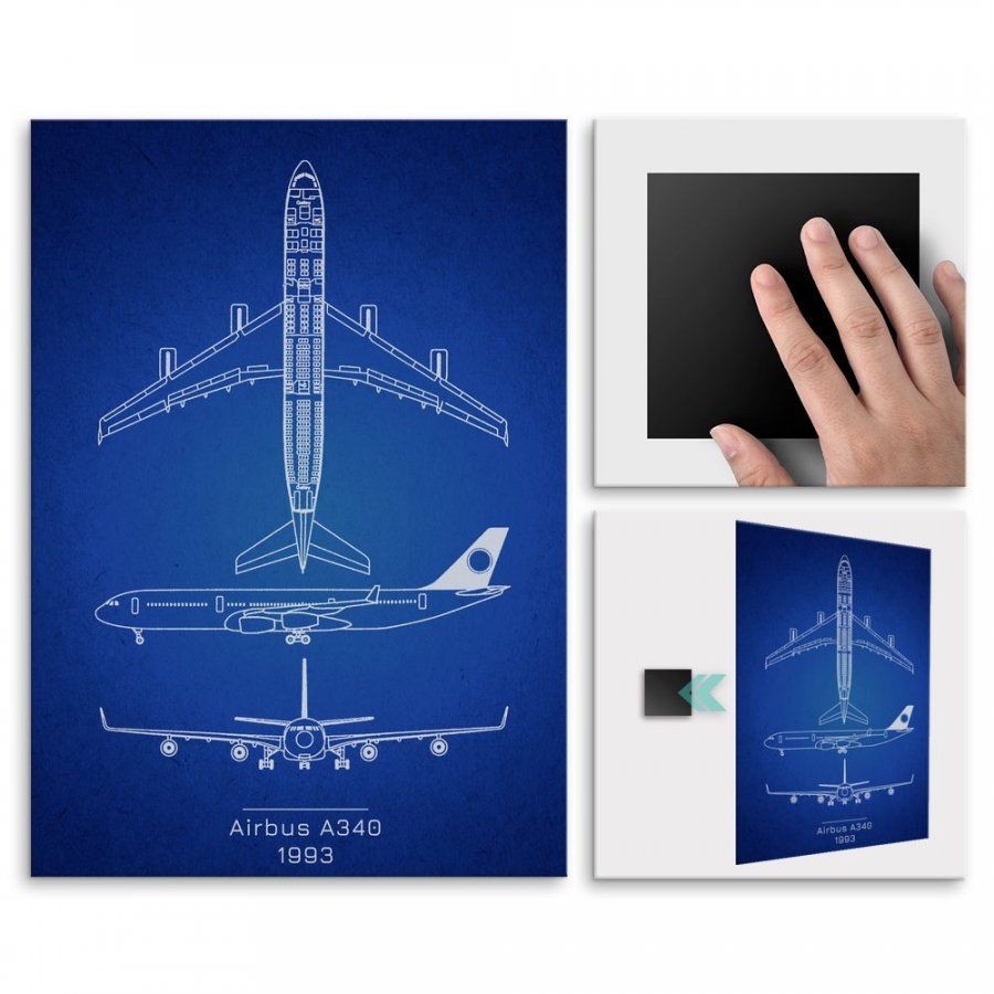 Pix4home Plakat metalowy Airbus A340 Projekt Blueprint M POS-M-02762