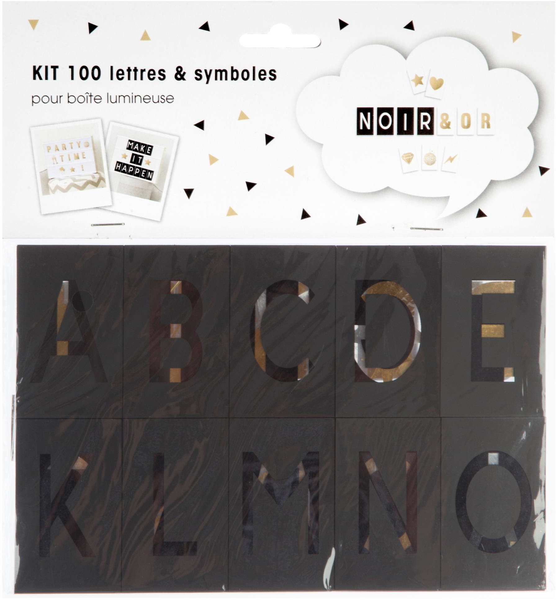 Atmosphera Literki do tablicy lightbox 100 sztuk czarno-złote 150687