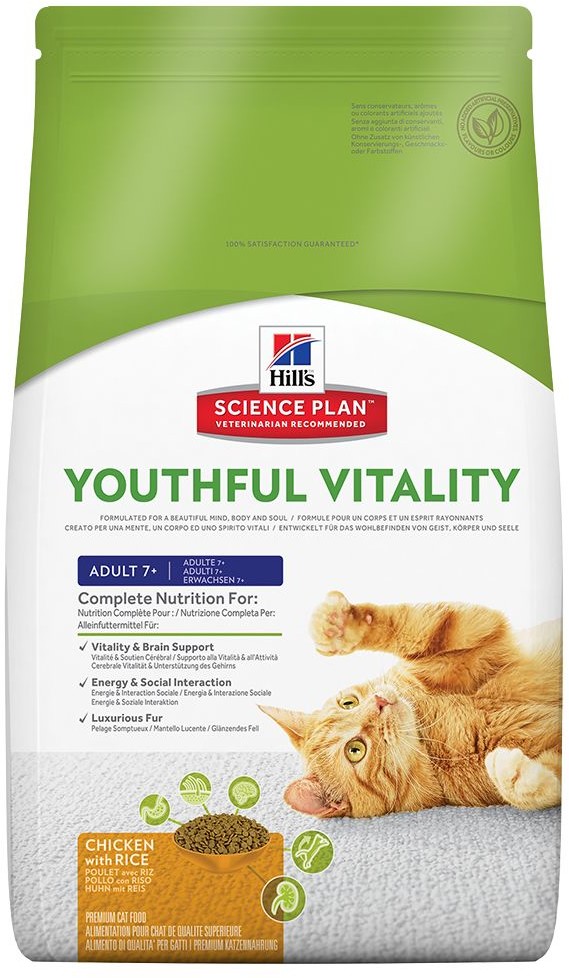 Purina Feline Hill's Science Plan Hill's 7+ Youthful Vitality, kurczak i ryż - 1,5 kg