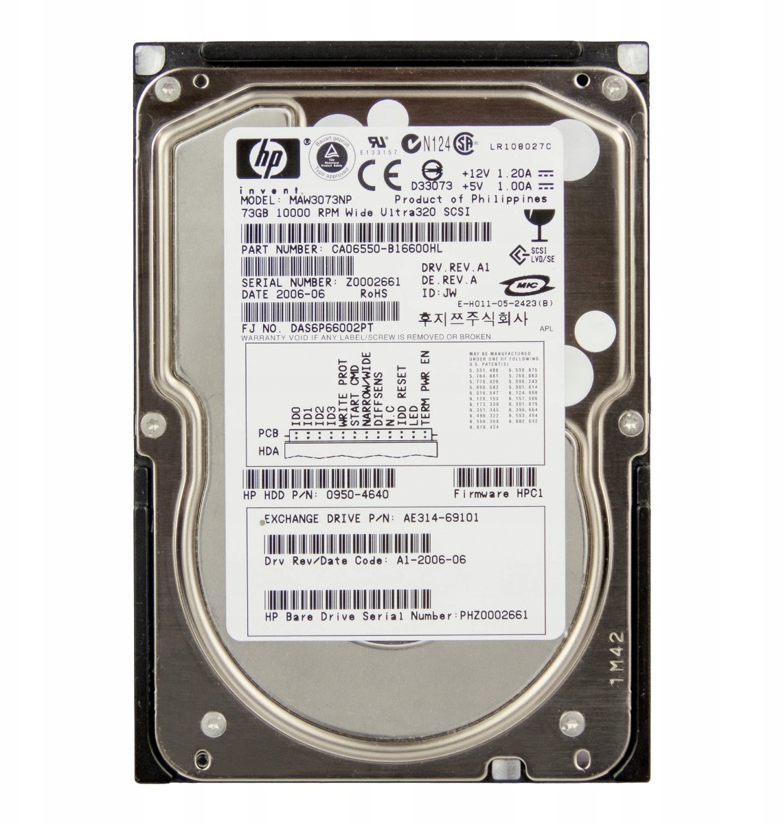 HP 0950-4640 73GB 10K 8MB Scsi U320 3.5' MAW3073NP