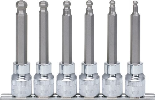 KS Tools 918.1665 1/2 cala Chrome Plus komplet nasadka stykowa bit do śrub z łbem walcowym z gniazdem sześciokątnym, długie, 6-częściowy, 5  12 MM 4042146359686