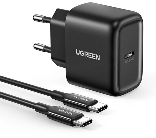 Ugreen ładowarka sieciowa USB Typ C 25W Power Delivery + kabel USB Typ C 2m czarny (50581)