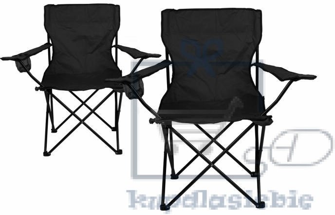 Divero Zestaw na camping - 2x składane krzesło z uchwytem - czarne