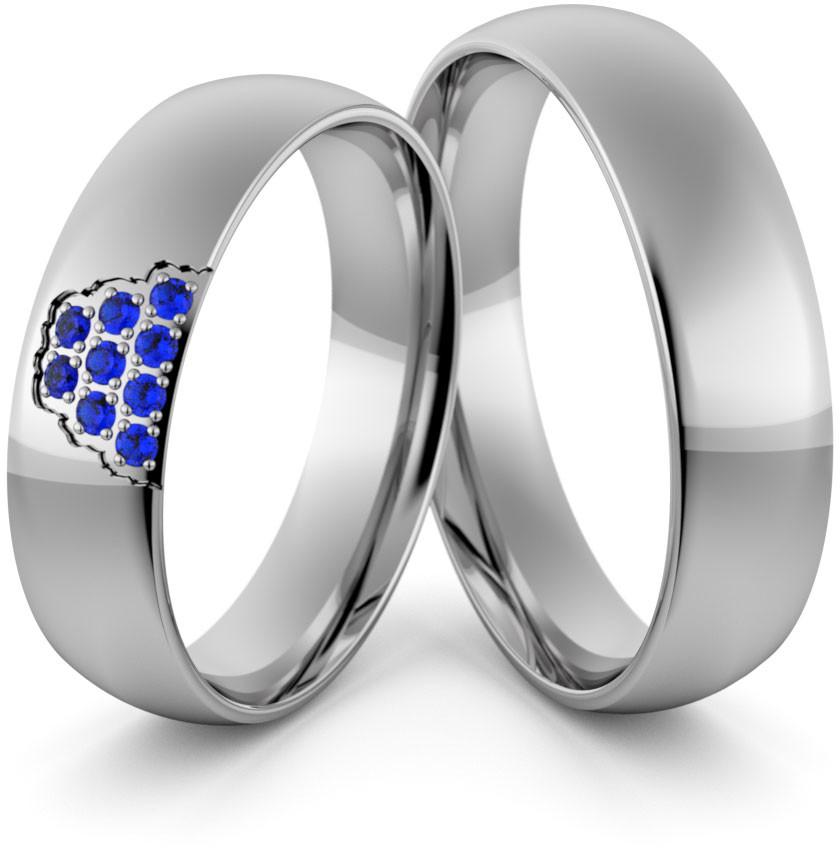 Eminence Obrączki ślubne palladowe 5 mm z szafirami - Pd-119 Pd-119-2