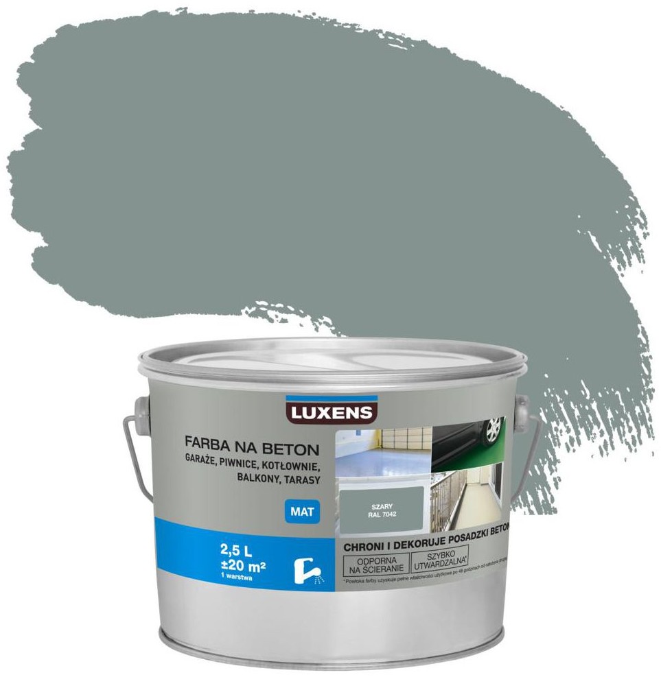 Farba do podłóg Na Beton 2.5 l Szary Mat Luxens