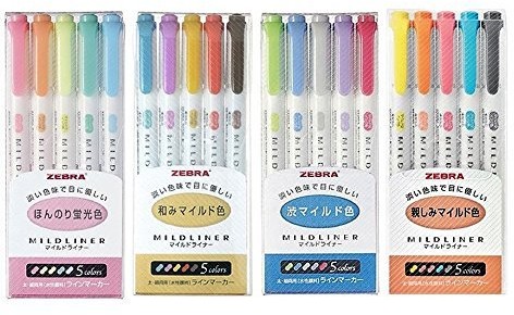 Zebra mildliner Textmarker-zestaw, 20-częściowy zestaw w pastelowych kolorach WKT7-20 Colors
