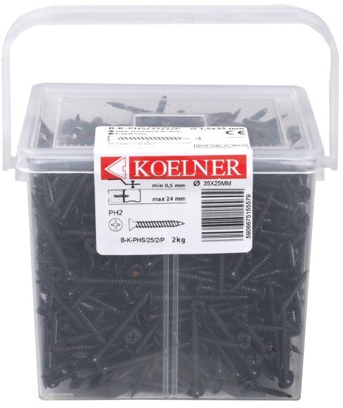 Koelner Wkręty fosfatowane 3 5 x 25 mm do metalu 2 kg B-K-PHS/25/2/P