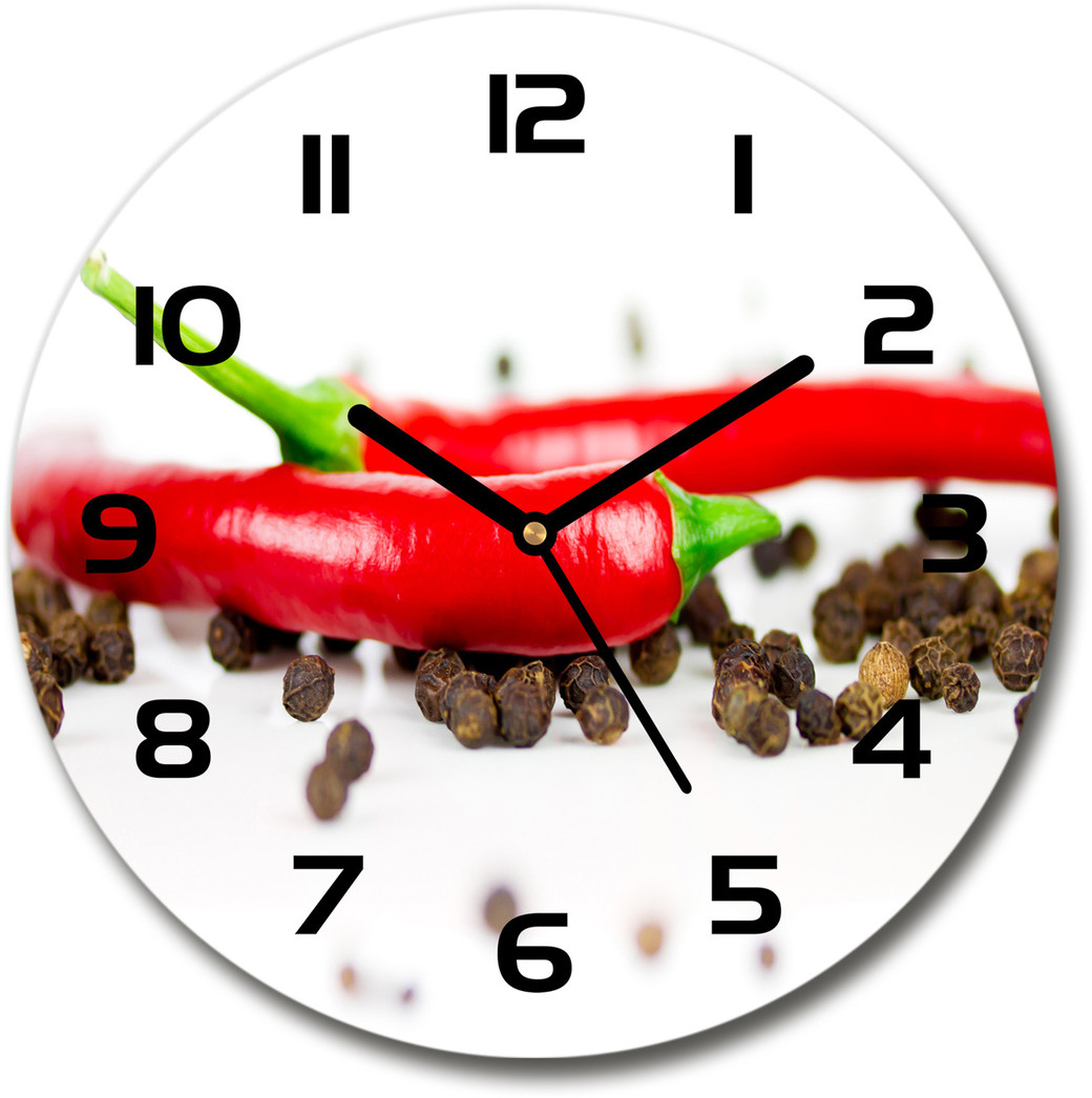 Zegar szklany okrągły Chilli i pieprz