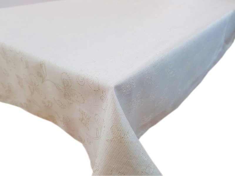 Euromat Obrus Obszywany Żakardowy Ines Srebny Beżowy 01 INES SILVER BEIGE 01