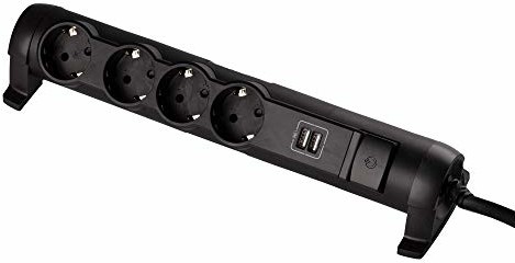 Legrand obrotowa listwa zasilająca z przełącznikiem kontrolnym włącznik/wyłącznik (LED) i gniazdami USB, gniazdka do mocowania na ścianie i stole, czarny 694616