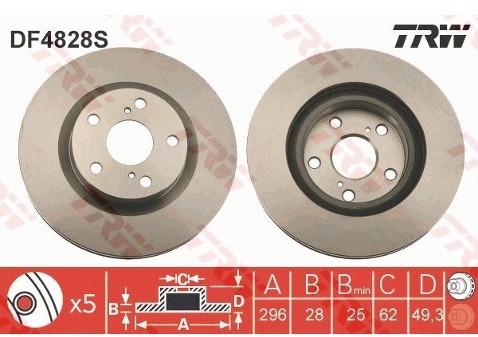 TRW Tarcza hamulcowa DF4828S