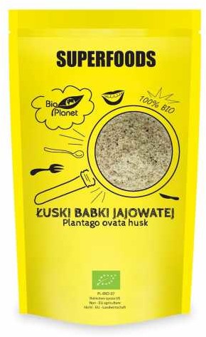 Bio Planet seria SUPERFOODS Dystrybutor: Bio Pla ŁUSKI BABKI JAJOWATEJ BIO 100 g -