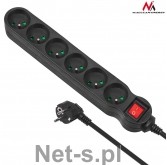 Maclean MCE187 Listwa zasilająca przedłużacz 6 gniazd z wył czarny 3m 2300W