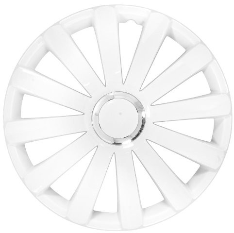 PETEX Petex rb53681 kołpaki ozdobne Spyder Pro 2-krotnie lakierowanego z pierścieniem chrom Materiał: Nylon w pudełku przysłony, biały  4-częściowy zestaw, 38 cm (15), biały RB536815