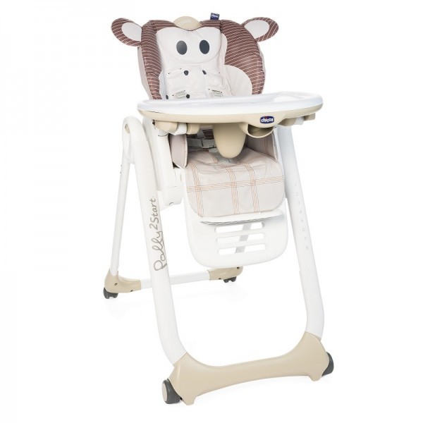 Chicco Polly 2 Start 3w1 krzesełko do karmienia 4 kółka Monkey