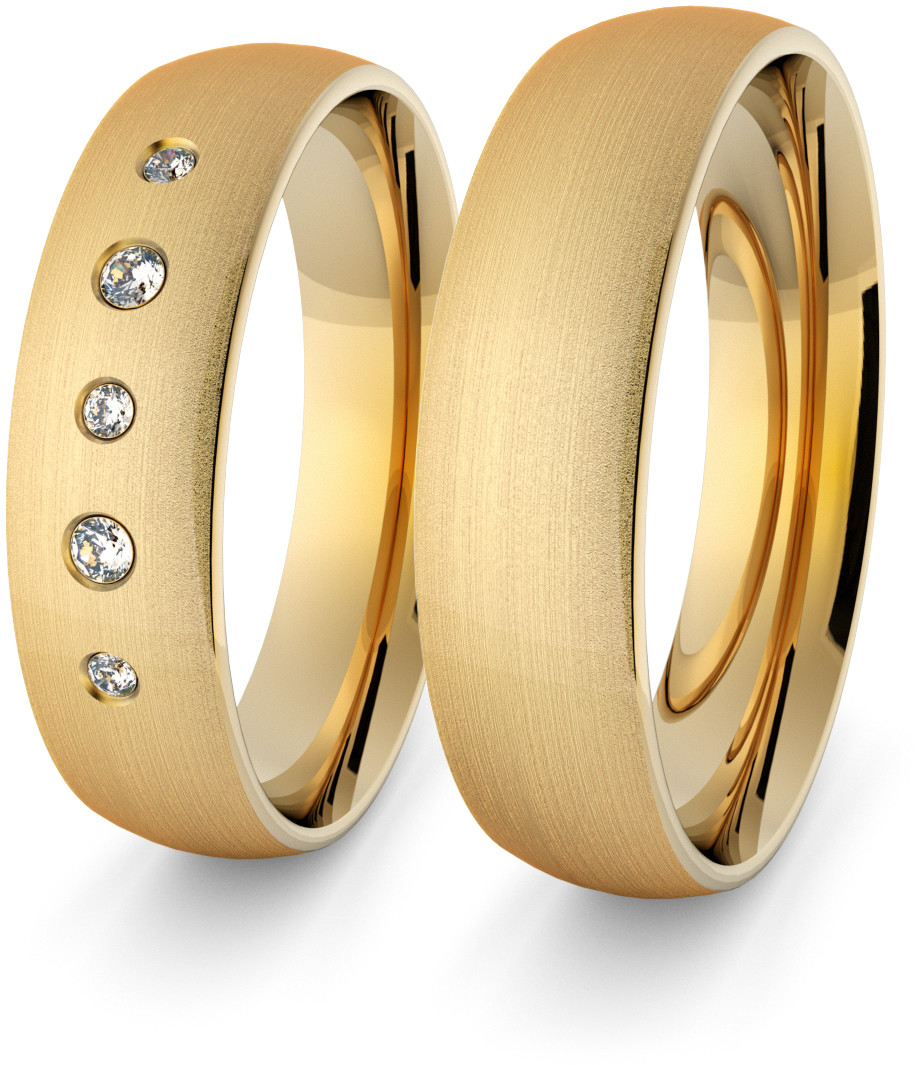 Eminence Obrączki ślubne klasyczne 5 mm z brylantami - 83 Au-classic-5-83
