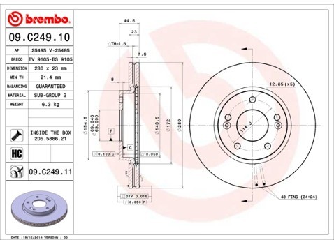 BREMBO Tarcza hamulcowa 09.C249.11