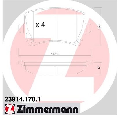 ZIMMERMANN Klocki hamulcowe - komplet 23914.170.1