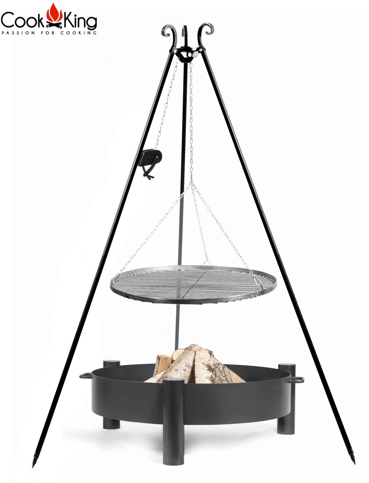 Cook&King Grill z kołowrotkiem stal czarna 70cm + palenisko Haiti 80cm