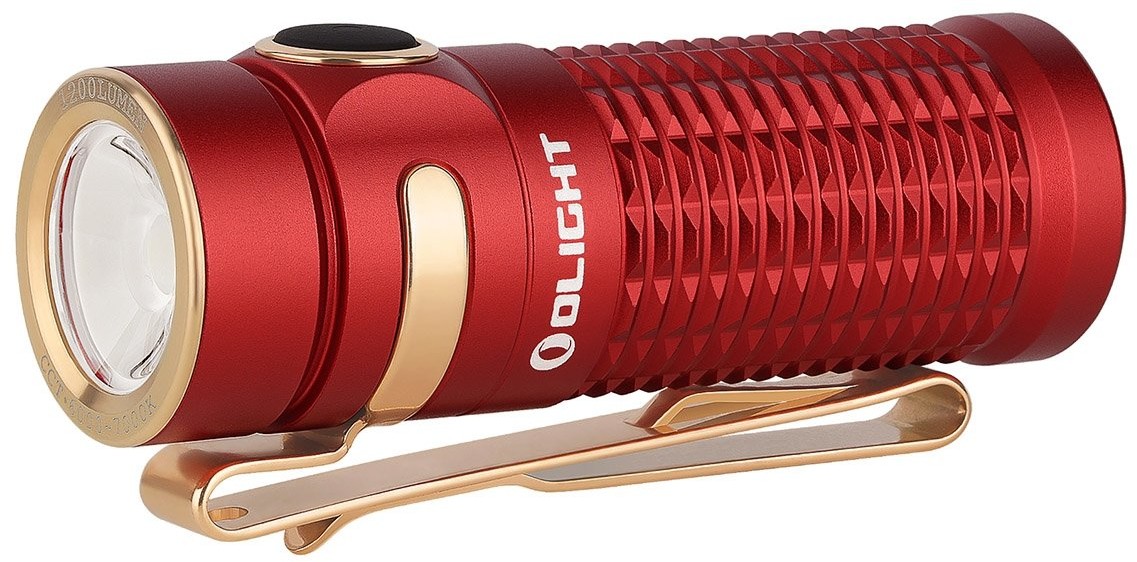 Olight Latarka akumulatorowa Baton 3 Premium Edition Red 1200 lumenów z bezprzewodowym etui ładującym