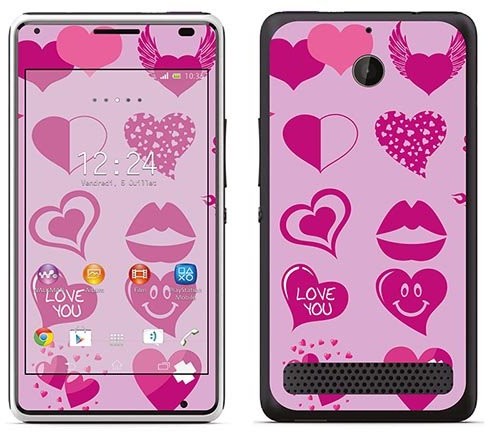 Sony Royal Sticker Royal tatuaż ścienny RS. 74291 samoprzylepny do Xperia E1 z motywem serc RS.74291