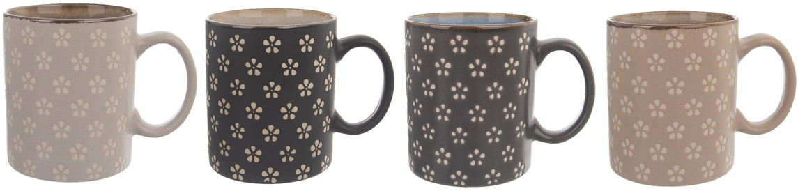 Orion Komplet kubków ceramicznych KWIATY 350 ml, 4 szt.