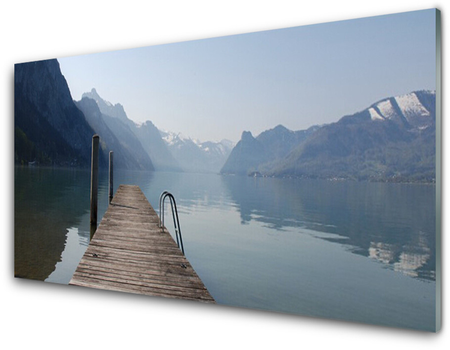 Tulup.pl Panel Szklany Molo Jezioro Góry Krajobraz 125x50cm