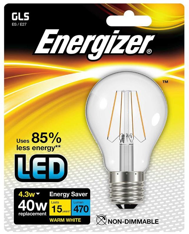 Energizer Żarówka LED FILAMENT E27 4.3W S9024 S9024